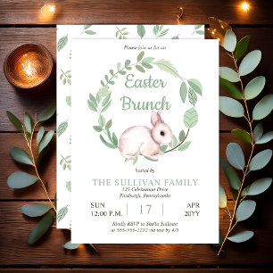 Invitation Couronne florale de lapin de Pâques avec sauge 