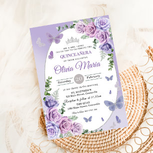 Invitation Couronne florale de lilas violet Quinceañera Papil