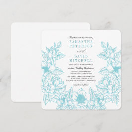 Invitation Couronne florale de Magnolia | bleu pâle | MARIAGE