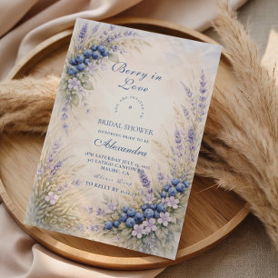Invitation Couronne florale de myrtille romantique pour la do