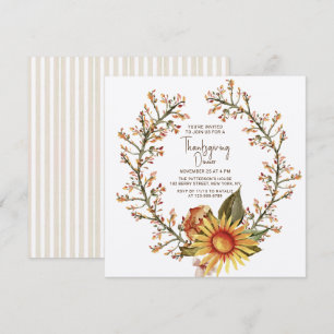 Invitation Couronne florale de tournesol rustique pour le dîn