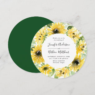 Invitation Couronne florale de tournesols à l'aquarelle Mar