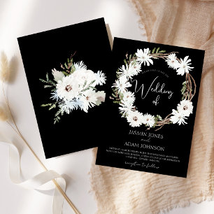 Invitation Couronne florale élégante blanche d'hiver Mariage