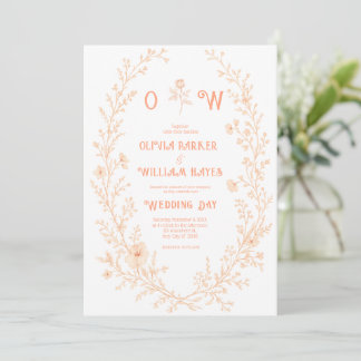 Invitation Couronne florale élégante de mariage aux fleurs de