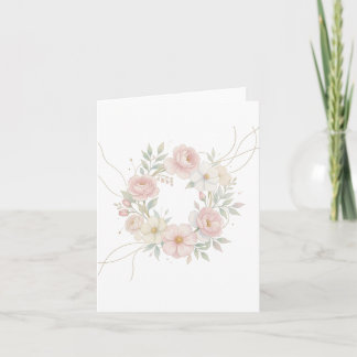Invitation Couronne florale élégante pastel rose dessin botan