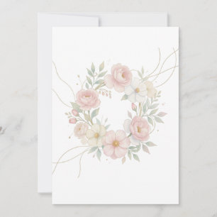 Invitation Couronne florale élégante pastel rose dessin botan