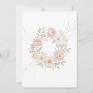 Invitation Couronne florale élégante pastel rose dessin botan
