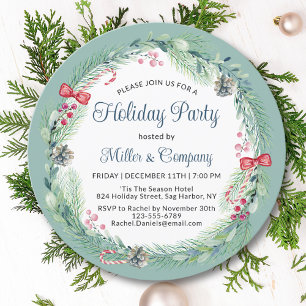 Invitation Couronne florale élégante pour Noël d'entreprise