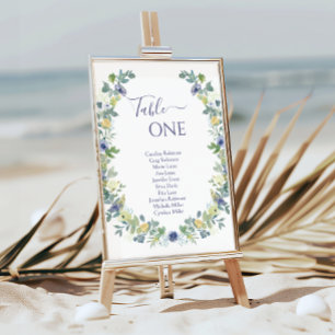 Invitation Couronne florale jaune bleu bohème mariage de jard