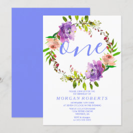 Invitation Couronne florale pourpre 1er anniversaire Invitati