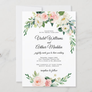 Invitation Couronne florale rose blush pour la douche de la m