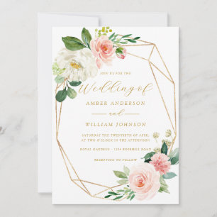 Invitation Couronne florale rose fuchsia Mariage
