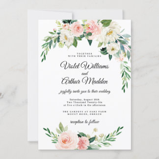 Invitation Couronne florale rose rose pour Baby Shower de mar