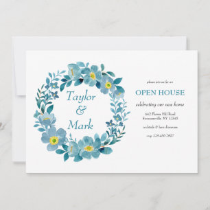 Invitation Couronne florale sarcelle