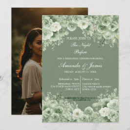 Invitation Couronne florale verte sauge Photo Répétition de d