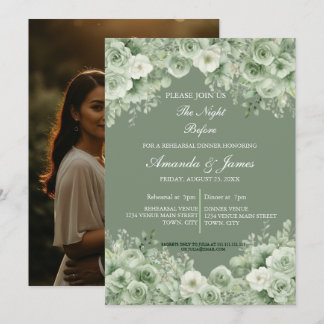 Invitation Couronne florale verte sauge Photo Répétition de d