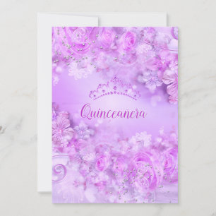 Invitation Couronne florale violet rose pour princesse Quince