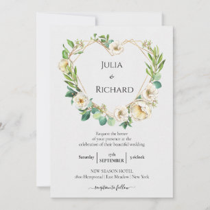 Invitation Couronne florale   White Peony Mariage Celebration