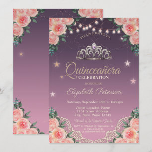 Invitation Couronne,Guirlandes,Lace,Roses Quinceañera