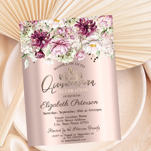 Invitation Couronne,Guirlandes Lumineuses,Fleurs Roses Quince