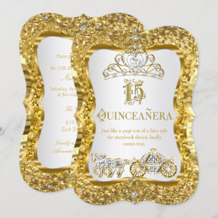 Invitation Couronne Magique de Quinceanera Or Blanc Invitatio