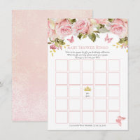 Couronne | Papillons Floral Baby shower Bingo Card