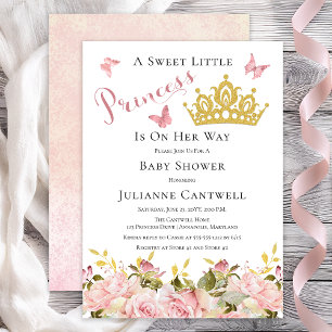 Invitation Couronne   Papillons Floral Princess Baby shower