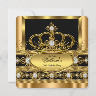 Invitation Couronne Roi Prince Reine Royal Or Diamant Fête 2