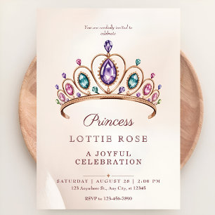 Invitation Couronne Royale de la Princesse en Or Rose Fête de