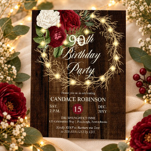 Invitation Couronne rustique boisée éclairée pour fête d'anni