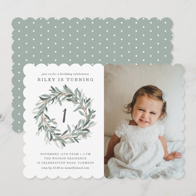 Invitation Couronne rustique pour une fête d'anniversaire de  (Devant / Derrière)