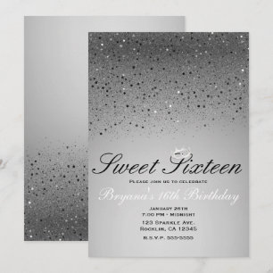 Invitation Couronne scintillante à paillettes argentées pour