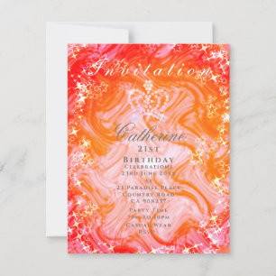 Invitation Couronne scintillante Dégradé Orange Pêche Invitat