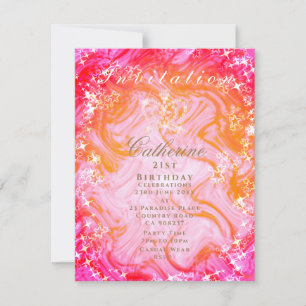Invitation Couronne scintillante Dégradé Rose Pêche Invitatio