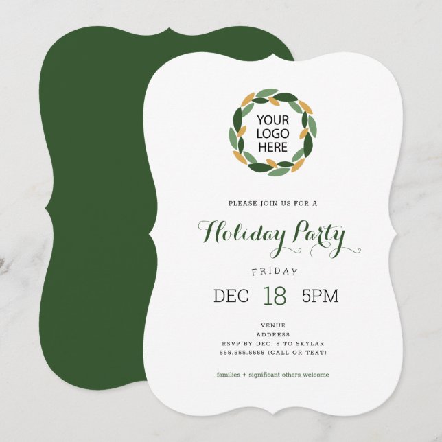 Invitation Couronne simple avec votre LOGO Fête de l'entrepri (Devant / Derrière)