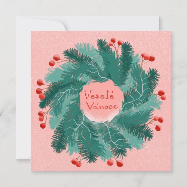 Invitation Couronne tchèque de Noël Joyeux (Devant)