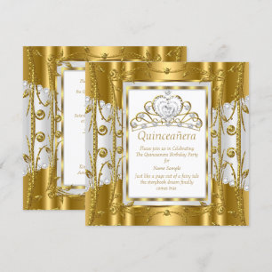 Invitation Couronne Tiara Or Blanc Quinceanera Princesse Roya