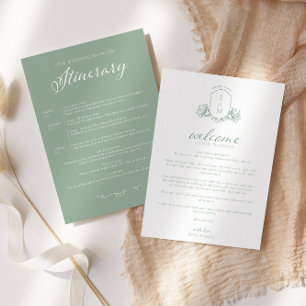 Invitation Couronne victorienne vert sauge Bienvenue/Itinérai