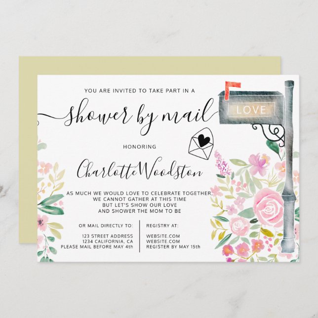 Invitation Courrier à l'aquarelle de printemps florale (Devant / Derrière)