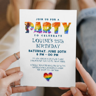 Invitation Courrier Arc-en-ciel Couleur Fête d'anniversaire