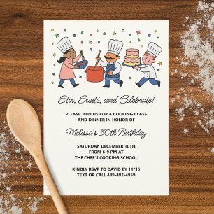 Invitation Cours de cuisine du chef fantaisiste Fête d'annive