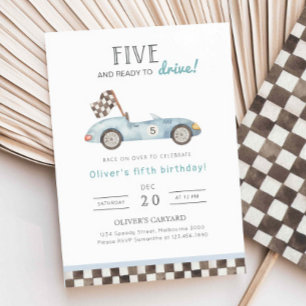 Invitation Course 5e anniversaire Invitation, Blue Car 5e B'd