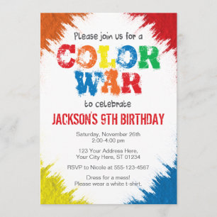 Invitation Course de couleur de l'invitation   d'anniversaire