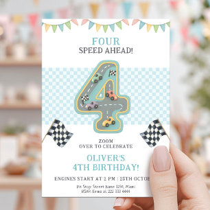 Invitation Course de vitesse Pastel pour anniversaire