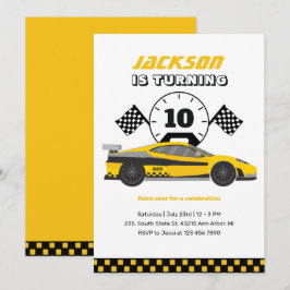Invitation Course Jaune Voiture Course Enfants Garçons Annive