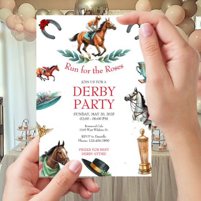 Invitation Course pour la course Rose Horse Derby Party (Créateur téléchargé)