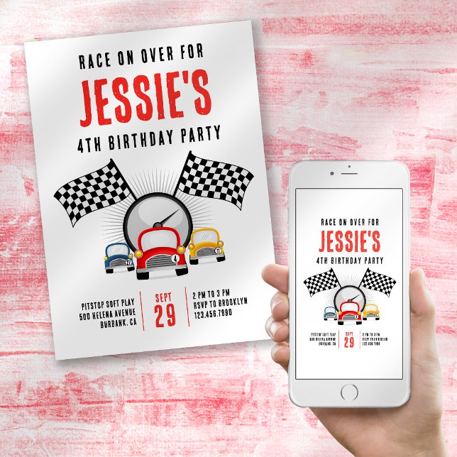 Invitation Course sur la voiture Plus de voiture Anniversaire (Créateur téléchargé)