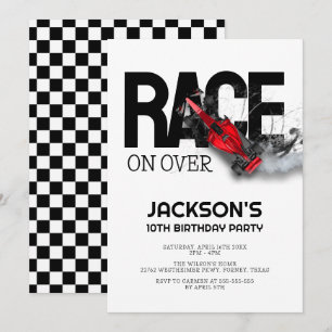 Invitation Course sur Red Race Car fête d'anniversaire
