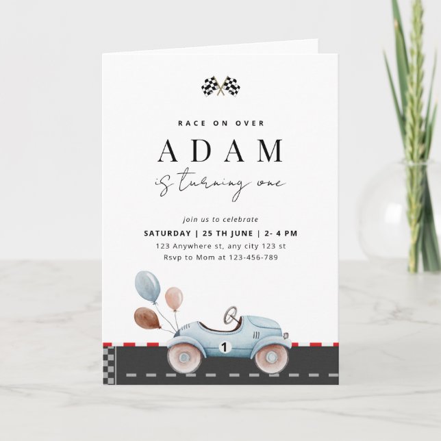 Invitation Course voiture Anniversaire Invitation, Fast un An (Devant)