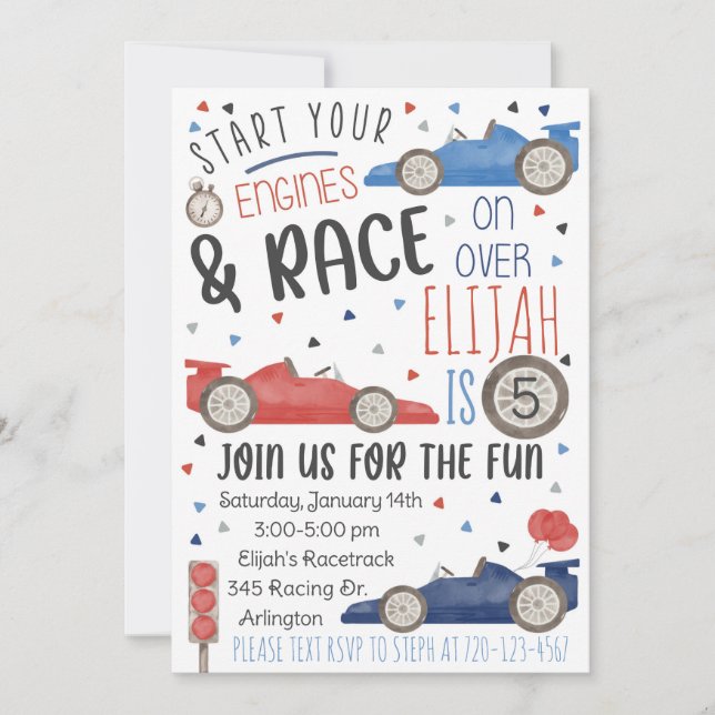 Invitation Course voiture Anniversaire Invitation, Racing Inv (Devant)